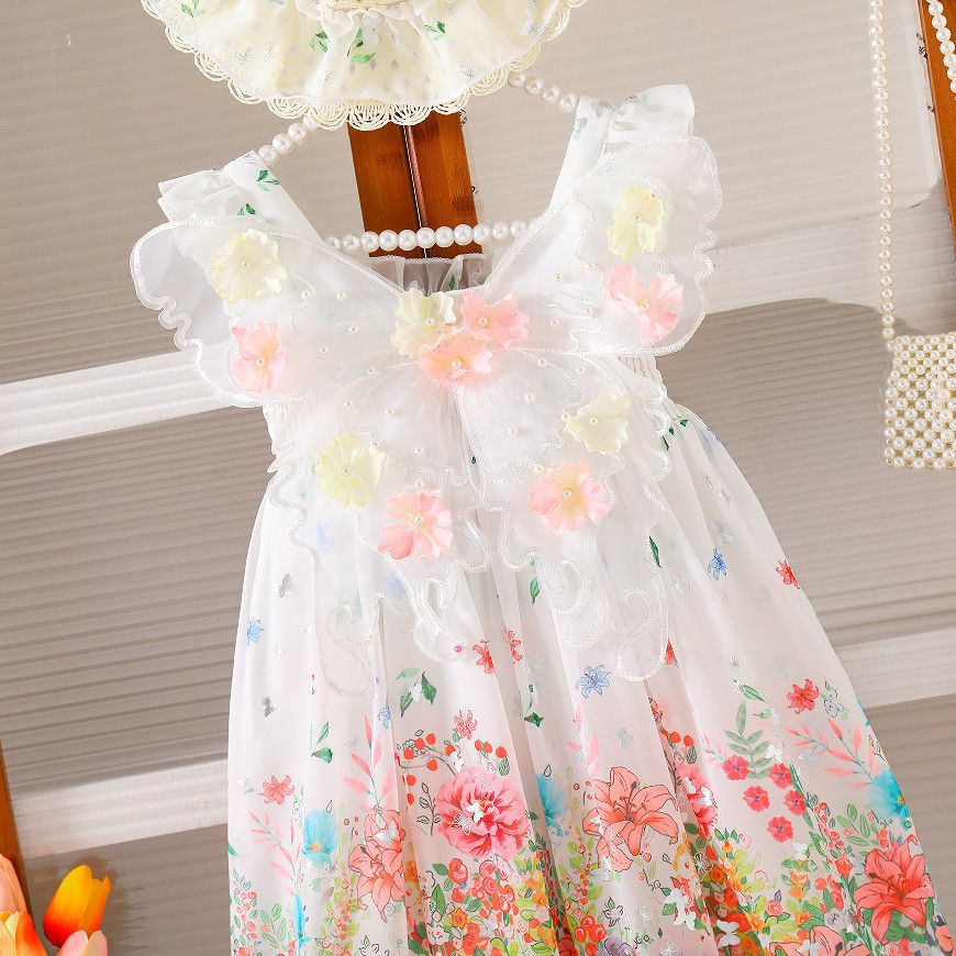 Vestido Infantil Flores com Asas