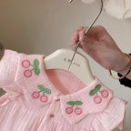 Macaquinho Infantil Rosa Cerejinhas