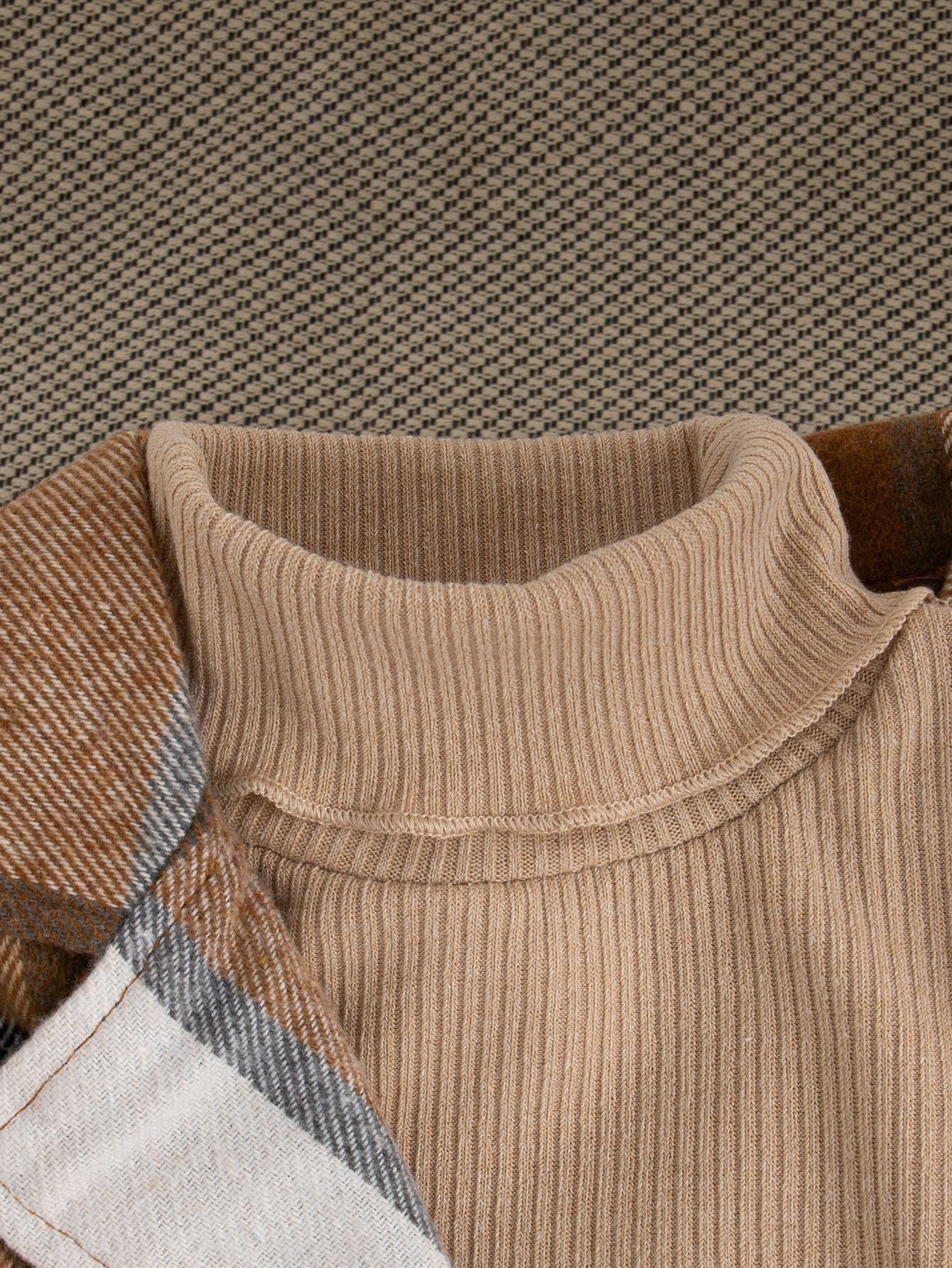 Conjunto Infantil Inverno Caqui e Xadrez