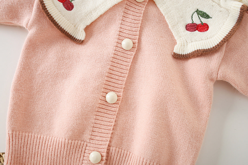 Conjunto Infantil Tricô Cerejinhas