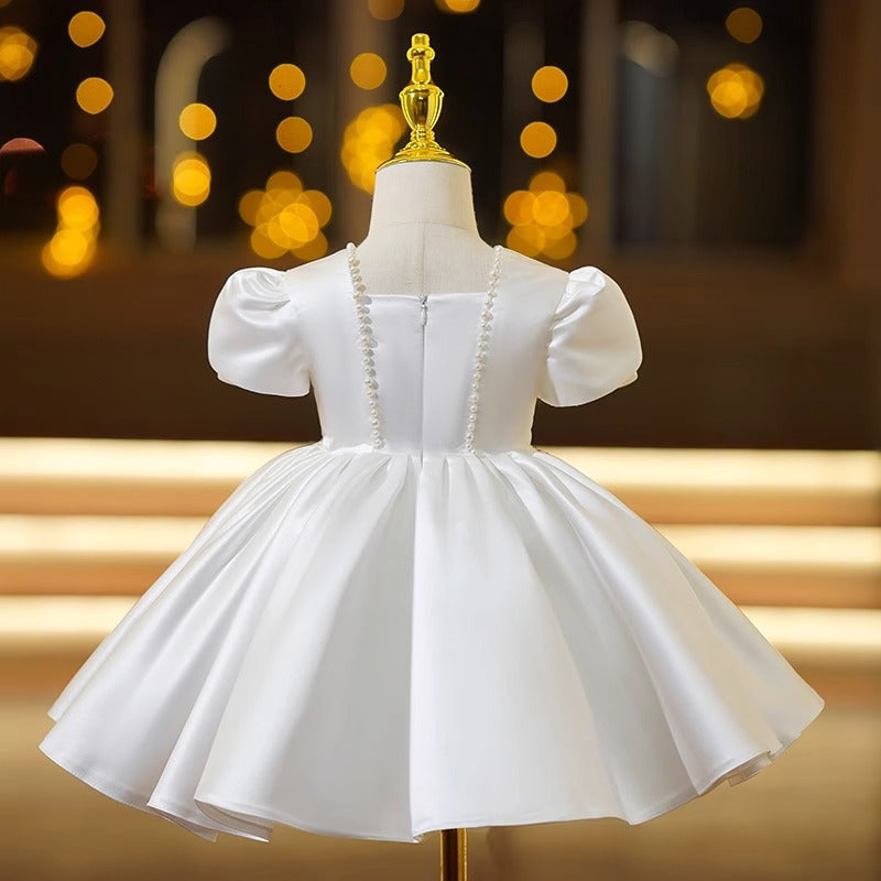 Vestido Infantil Branco Pérolas Luxo