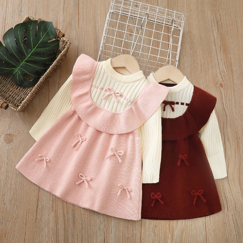 Vestido Infantil de Tricô com Lacinhos
