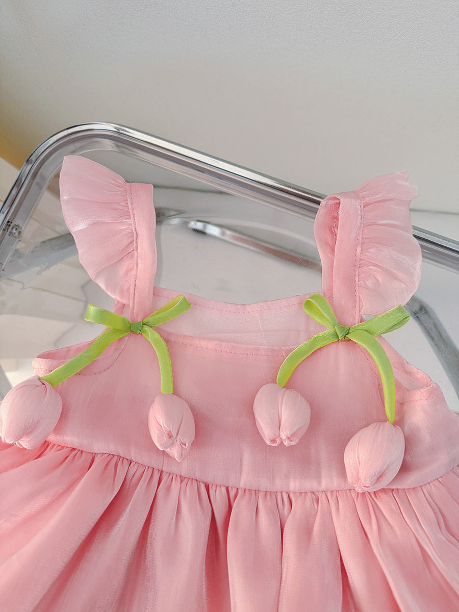 Vestido Infantil Verão Tulipas