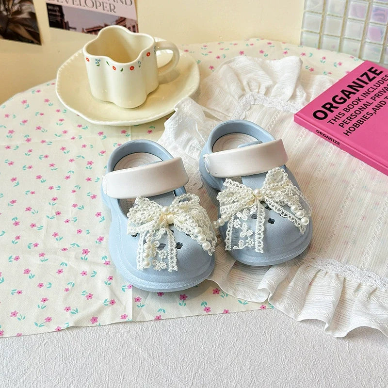 Crocks Infantil Feminino Lacinho com Pérolas