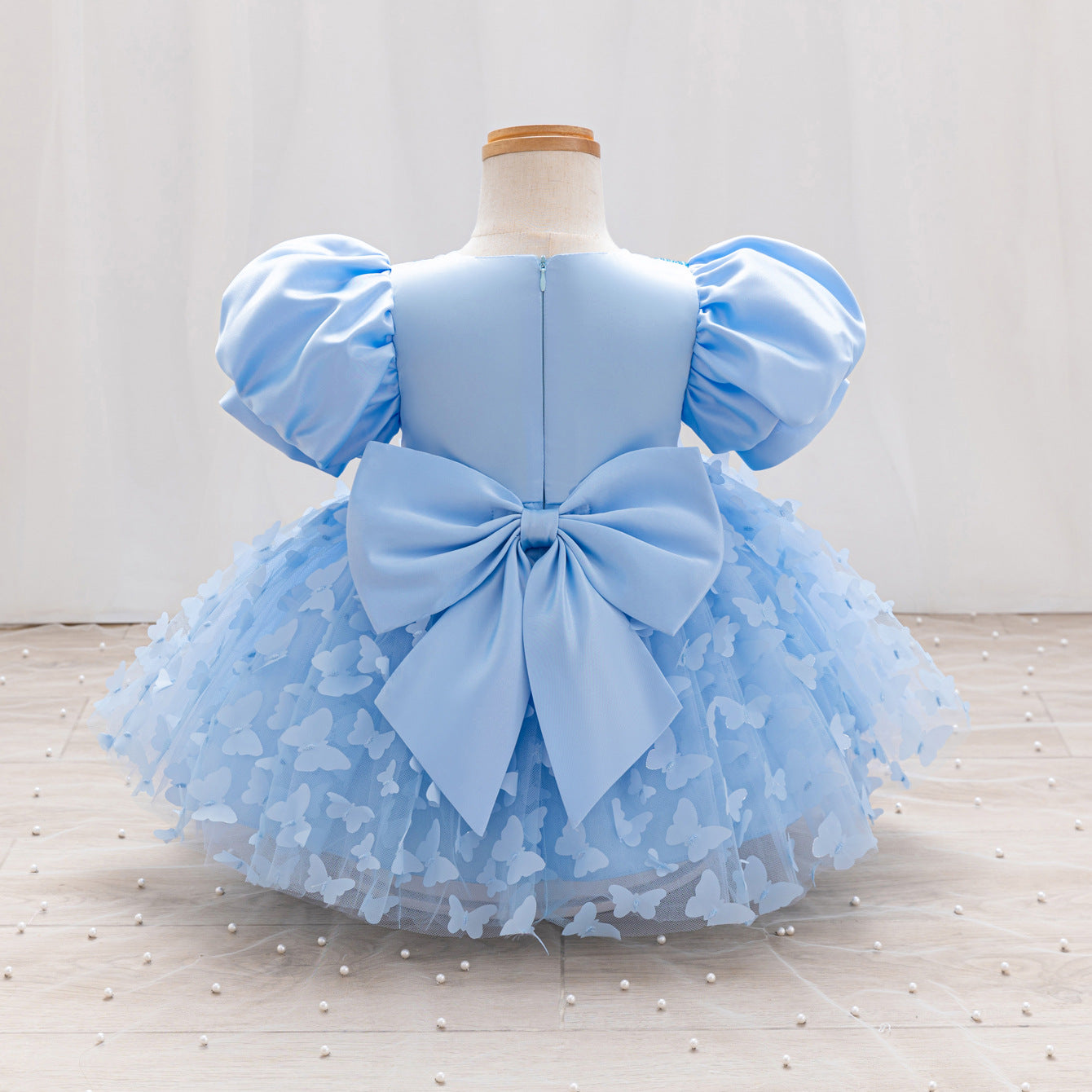 Vestido de Festa Infantil Borboletas e Laço