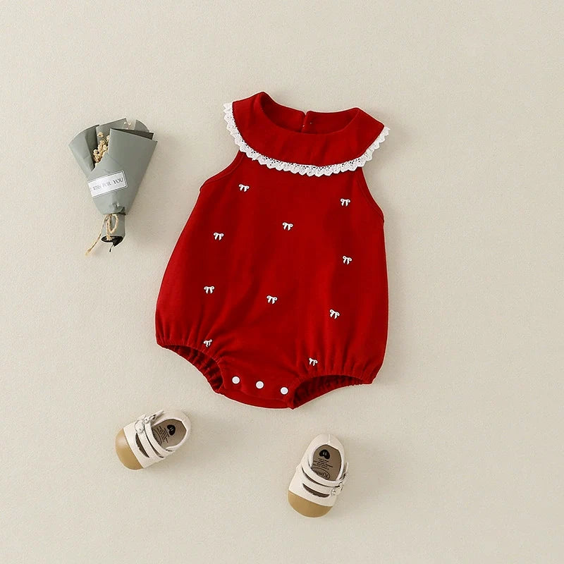 Body Infantil Feminino Vermelho Lacinhos