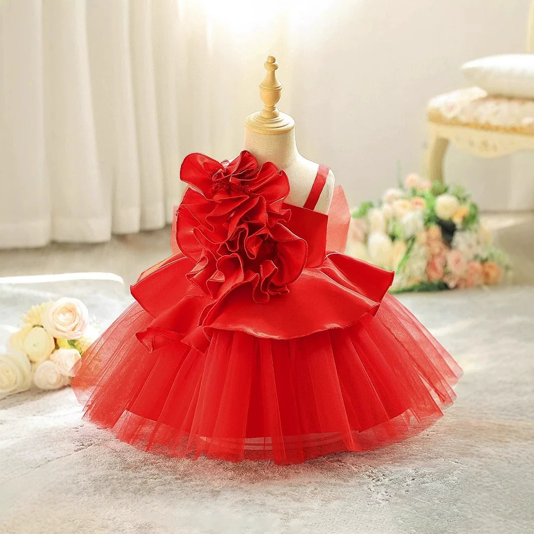 Vestido de Festa Infantil Flores Bufante