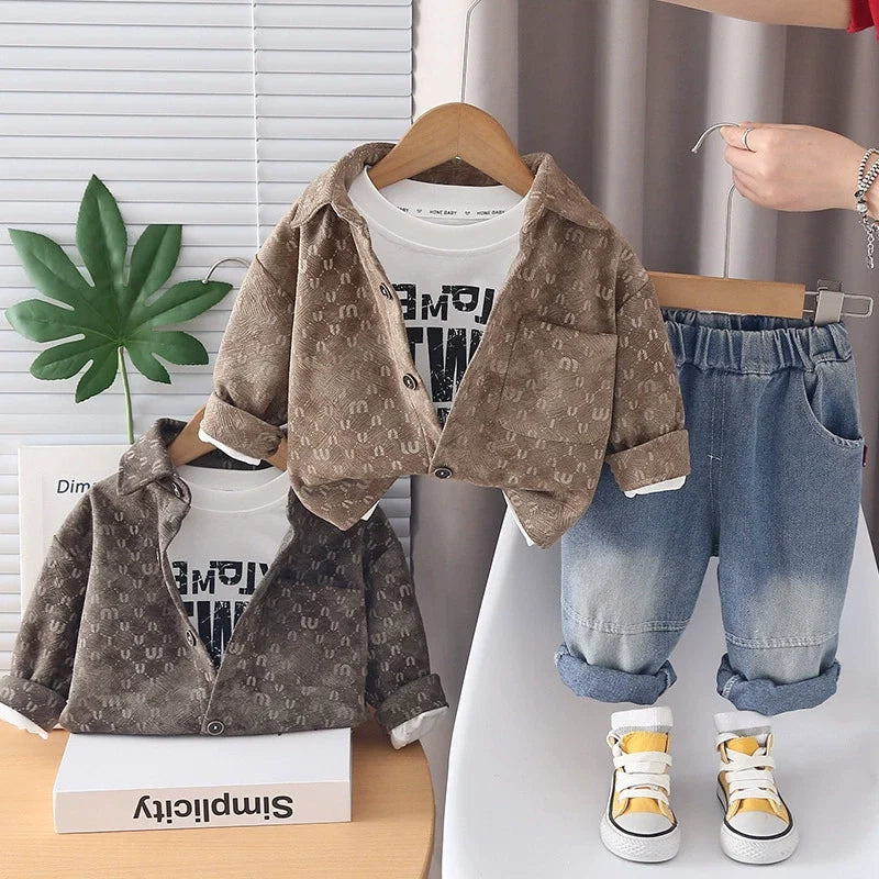 Conjunto Infanil Masculino 3 Peças Bolsinho e  Jeans