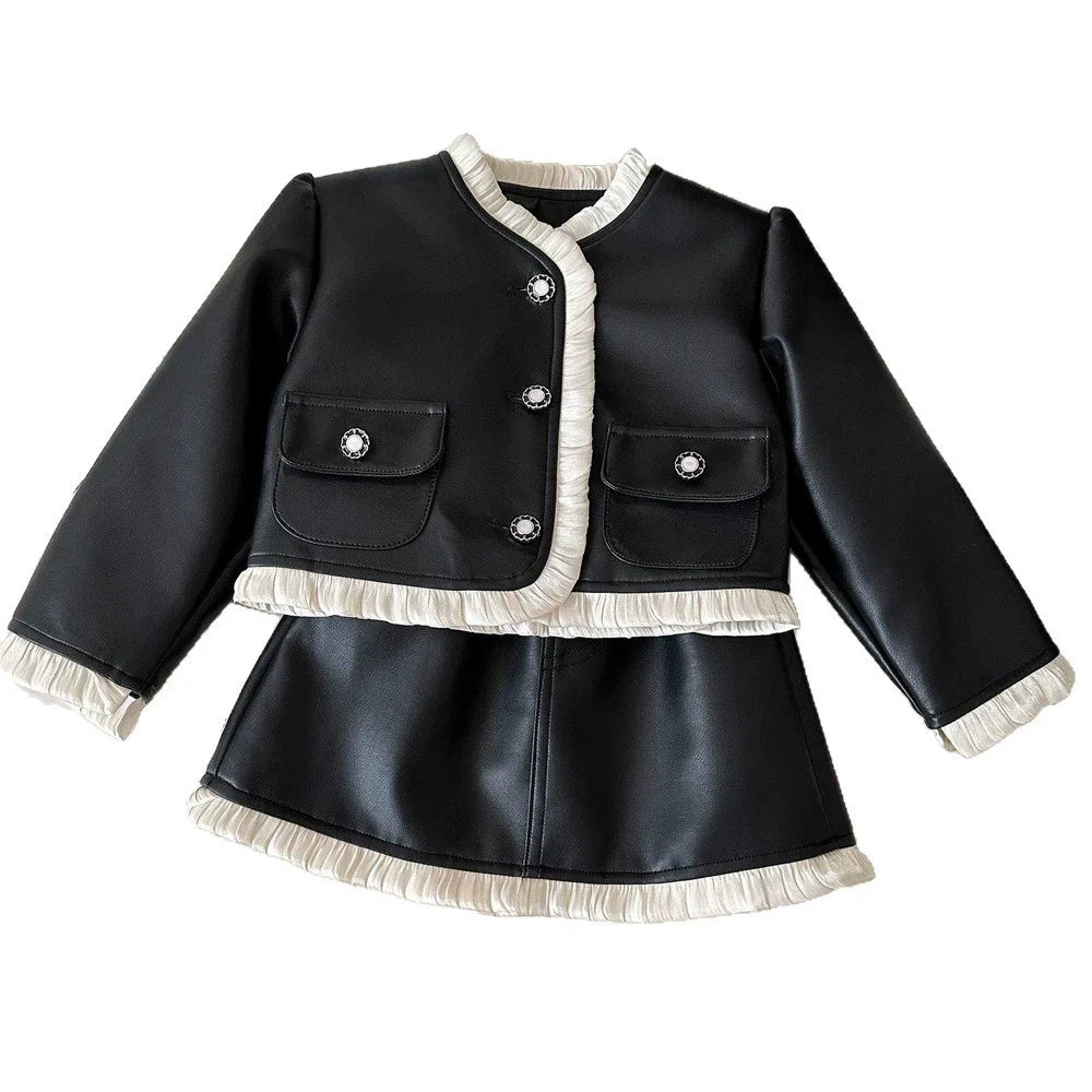 Conjunto Infantil Preto Courino