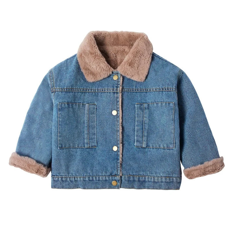 Casaco Infantil Jeans Peludinho