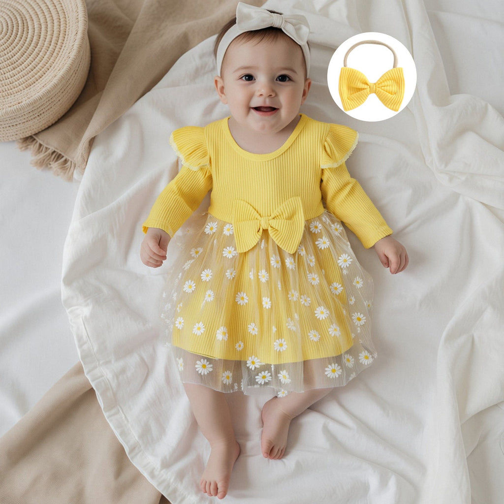 Body Infantil Feminino Margaridas com Tule