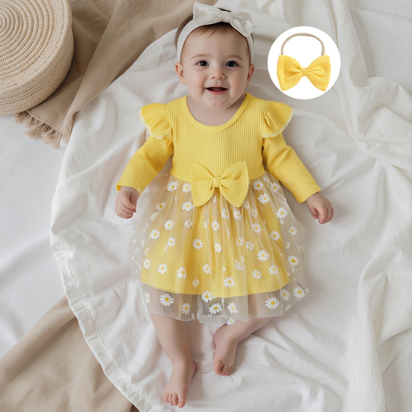 Body Infantil Feminino Margaridas com Tule