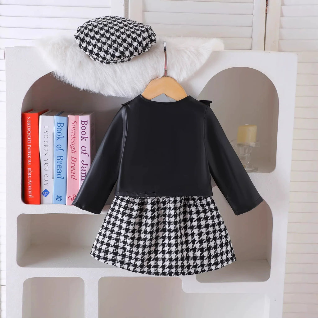 Conjunto Infantil Feminino 3 Peças Jaqueta com Sainha