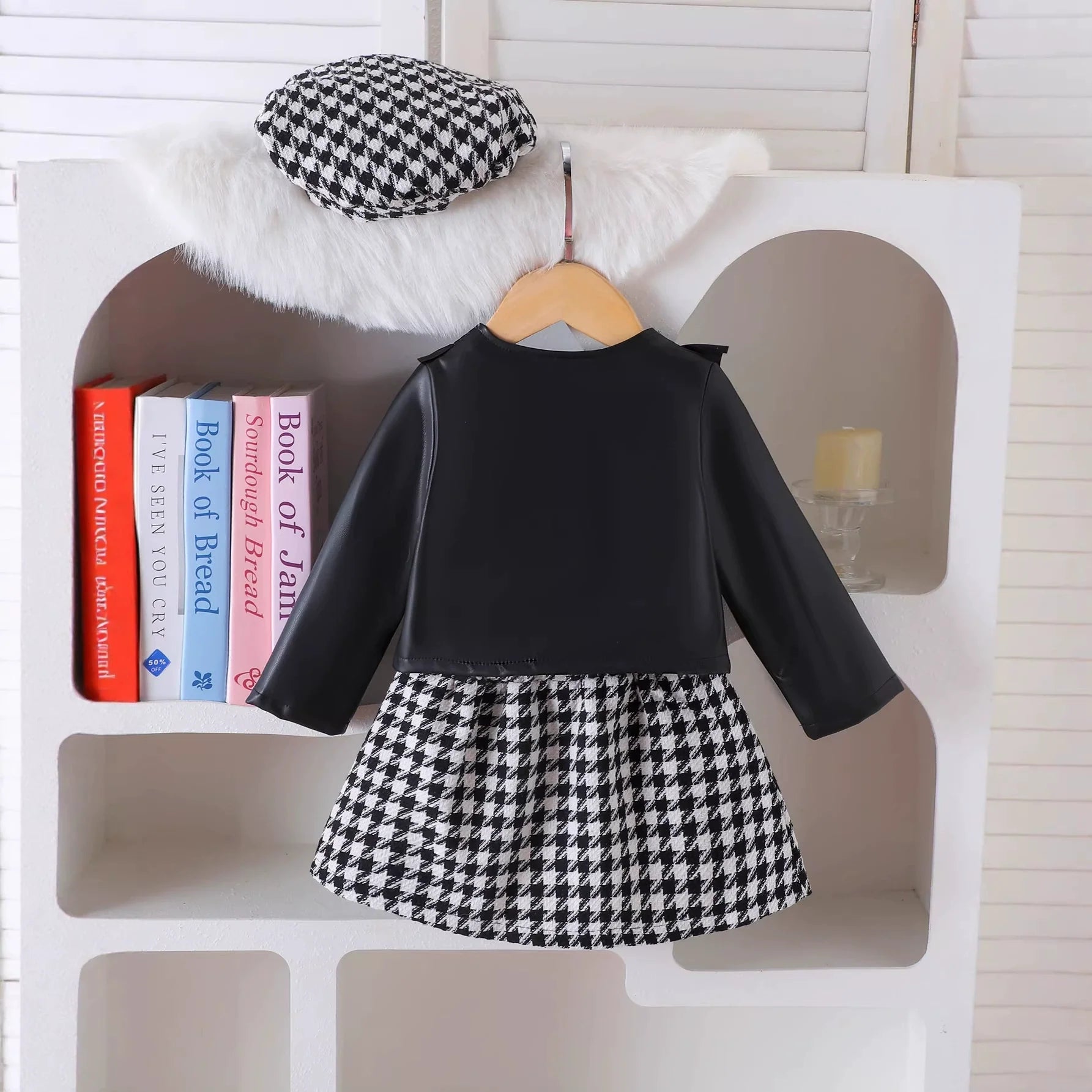 Conjunto Infantil Feminino 3 Peças Jaqueta com Sainha