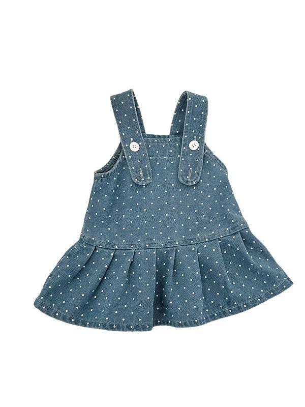 Vestido Infantil Poá + Camisa Branca