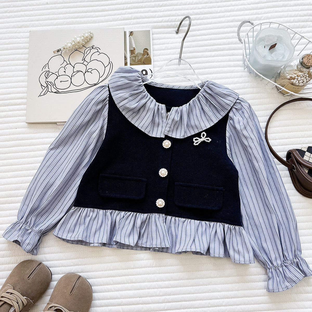 Conjunto Infantil Feminino Babadinhos Botões de Pérolas