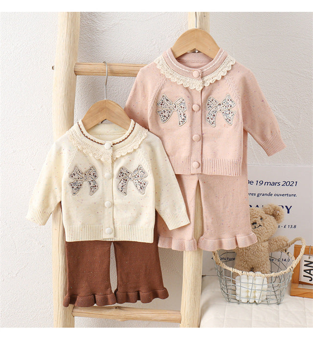 Conjunto Infantil Inverno de Tricô Lacinhos