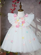 Vestido Infantil Branco Flores Encanto