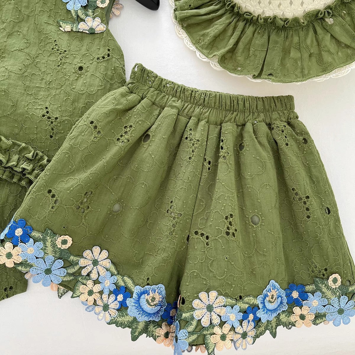 Conjunto Infantil Feminino Verde Florzinhas