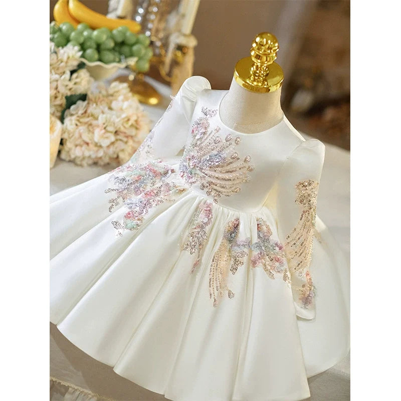 Vestido de Festa Manga Longa Pedrarias Brilhante