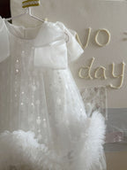 Vestido Infantil Tule e Alça com Laço
