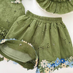 Conjunto Infantil Feminino Verde Florzinhas