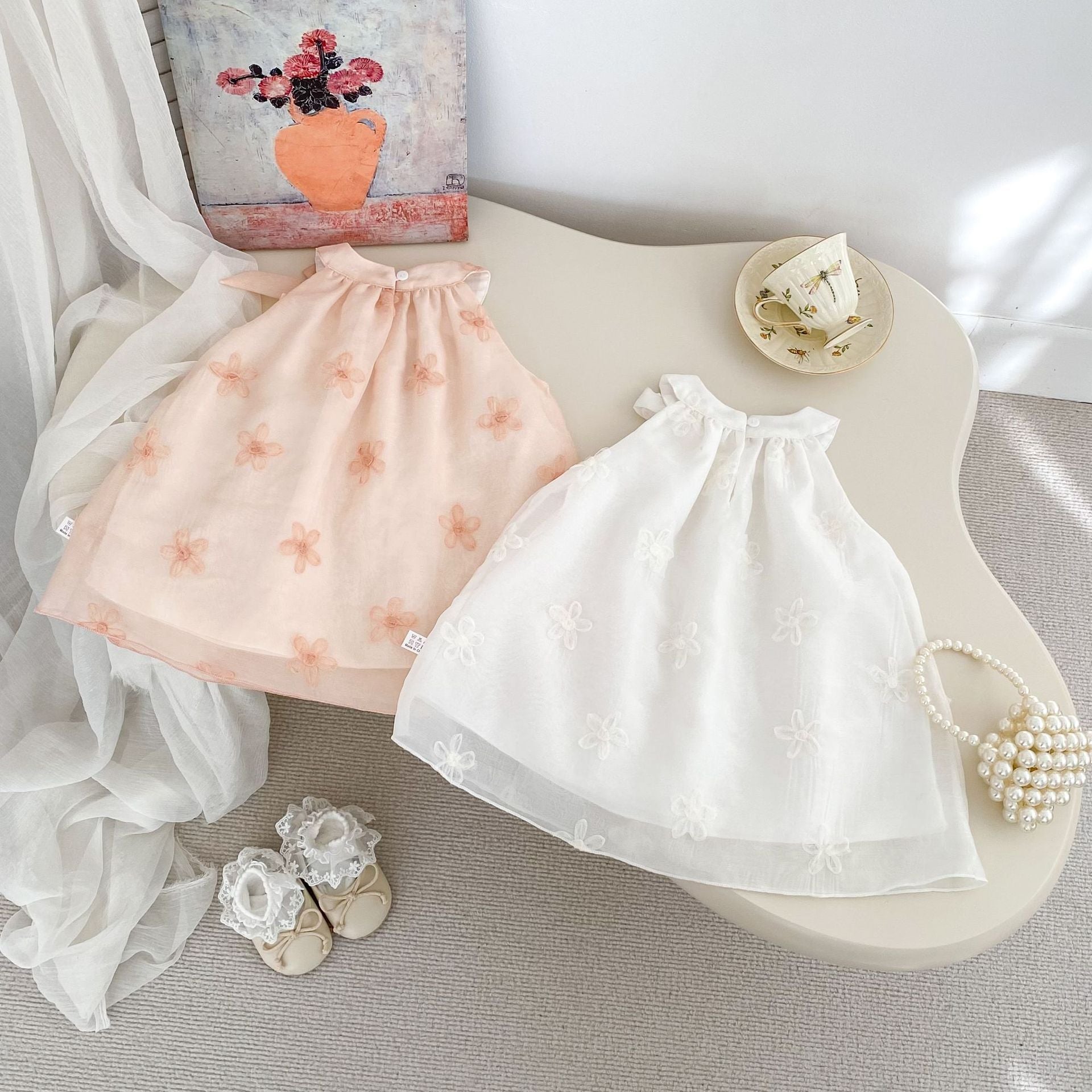 Vestido Infantil de Tule Florzinhas