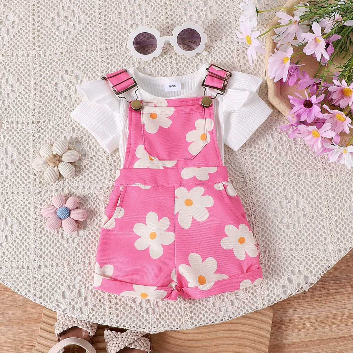 Conjunto Infantil Jardineira Florzinhas