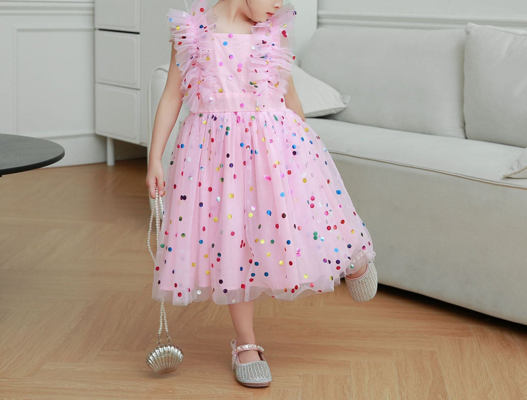 Vestido Infantil de Tule Poá