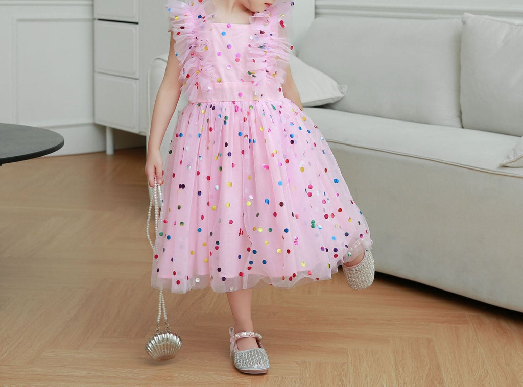 Vestido Infantil de Tule Poá