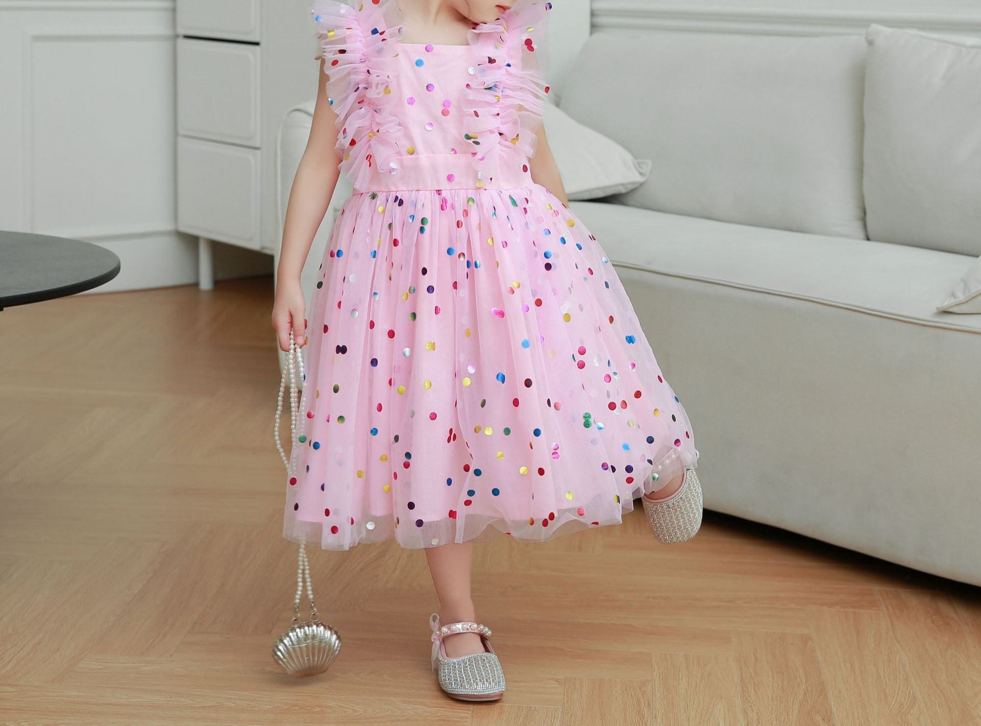 Vestido Infantil de Tule Poá