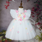 Vestido Infantil Branco Flores Encanto