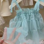 Vestido Infantil Tule Azul