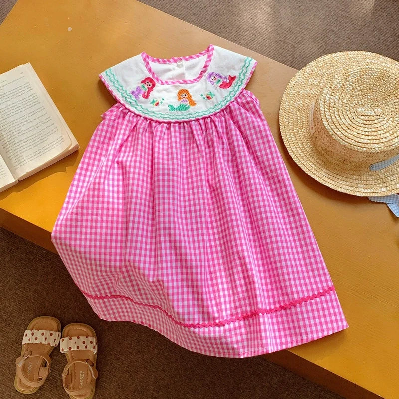 Vestido Infantil Xadrez Sereia