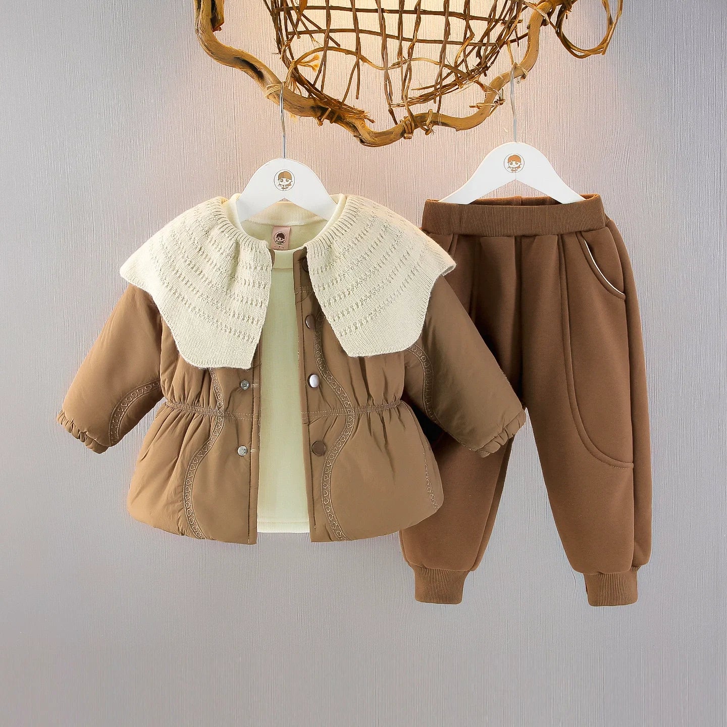 Conjunto Infantil Feminino 3 Peças Marrom