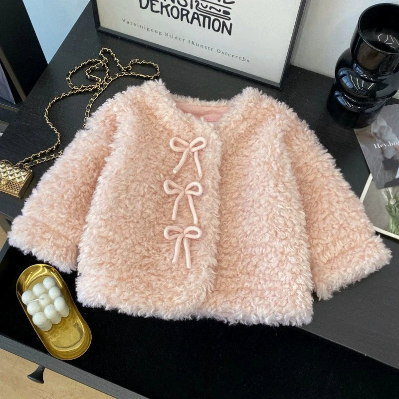 Casaco Infantil Feminino Pelinhos Lacinhos
