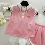 Conjunto Infantil Feminino Gola Lacinho