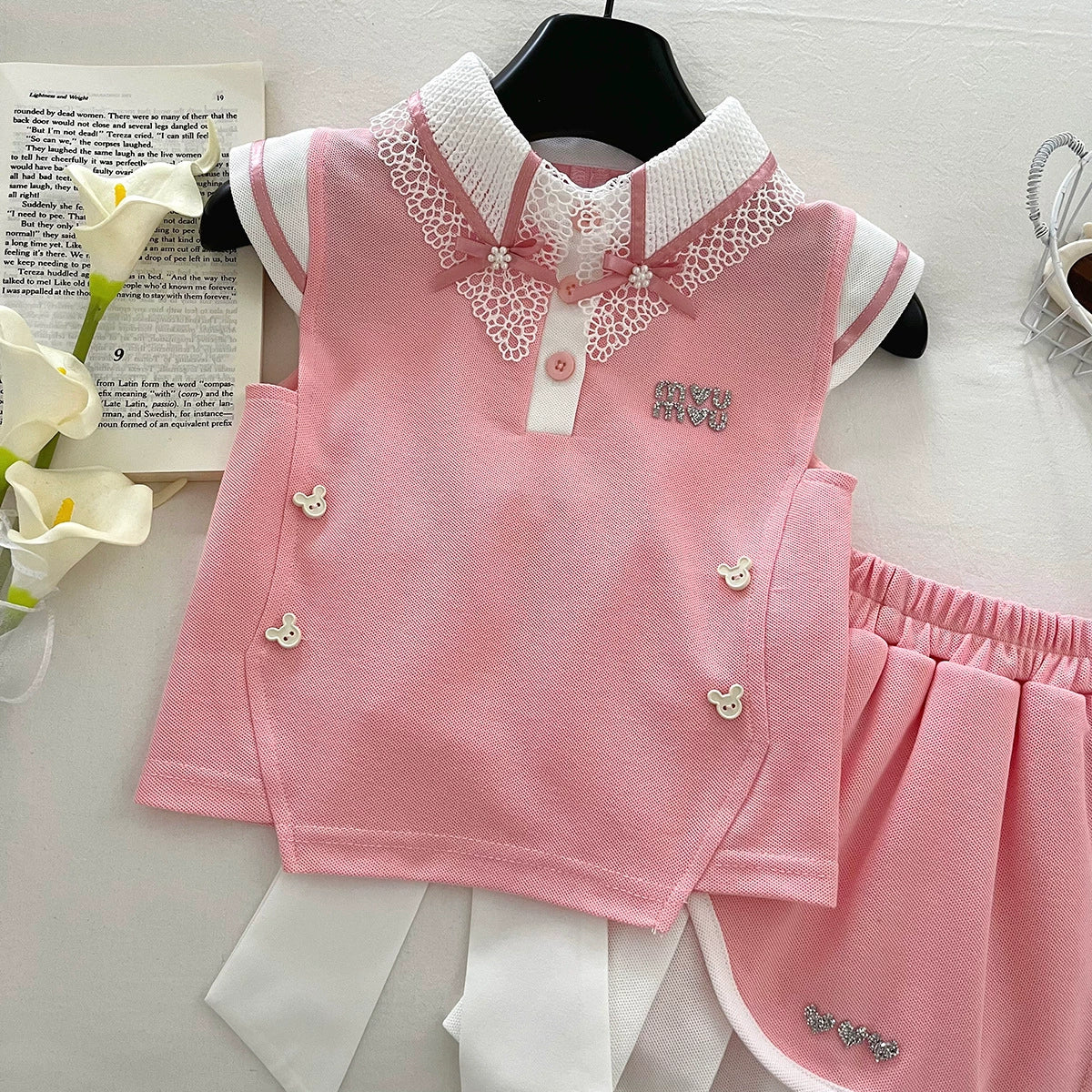 Conjunto Infantil Feminino Gola Lacinho