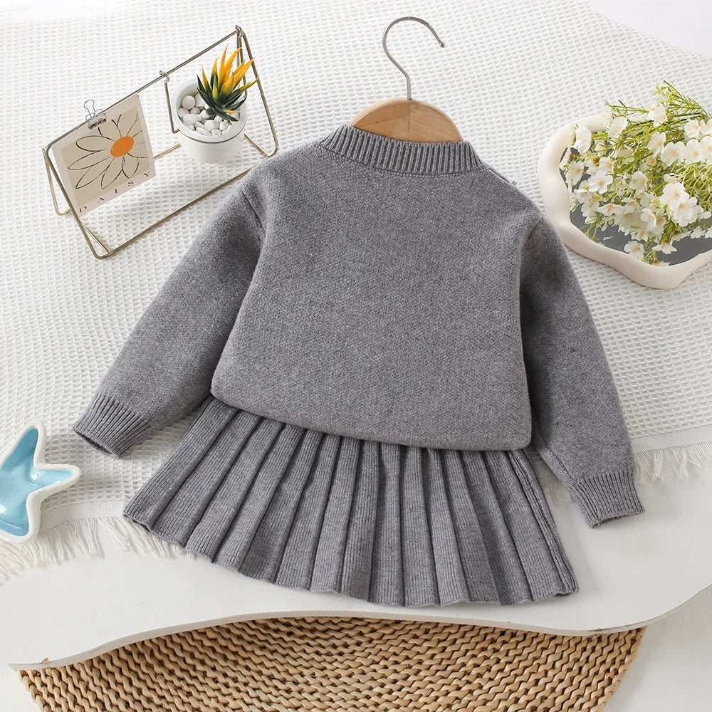 Conjunto Infantil de Tricô Corações