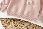 Conjunto Infantil Feminino Tricô Flores