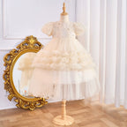 Vestido De Festa Infantil Lantejoulas Florzinhas