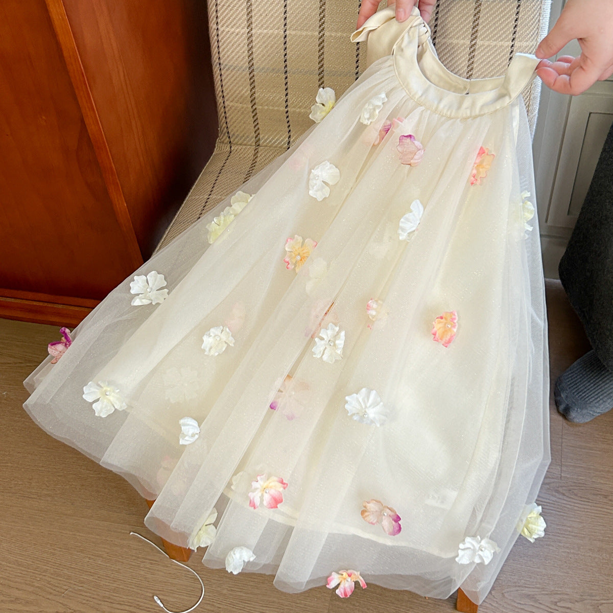 Vestido Infantil Tule Florzinhas