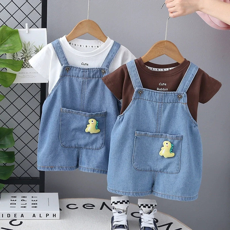 Conjunto Infantil Masculino  Jardineira Jeans