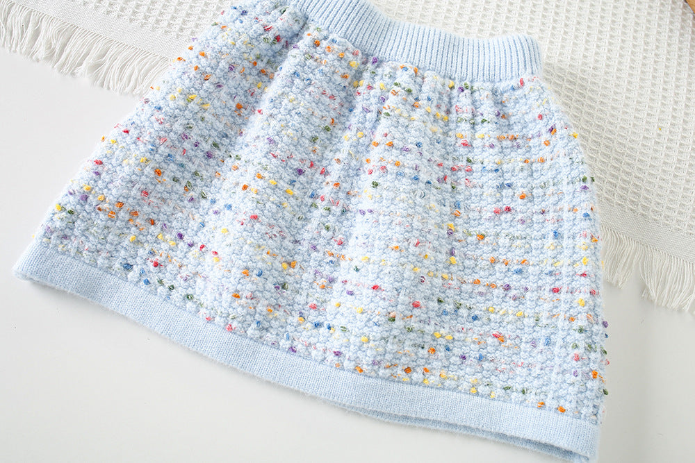 Conjunto Infantil Feminino Tricô Bolinhas Coloridas