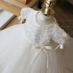 Vestido Infantil Branco Lantejoulas e Tule