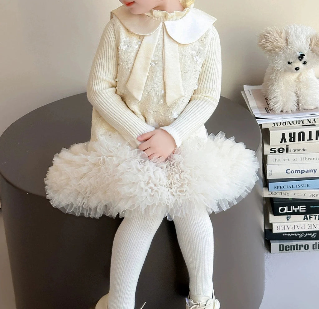 Vestido Infantil Flores e Tule + Blusinha