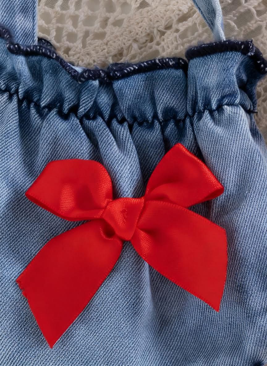 Vestido Infantil Jeans + Colete Jeans
