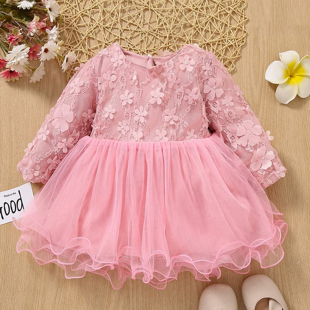 Vestido Infantil Florzinhas e Tule