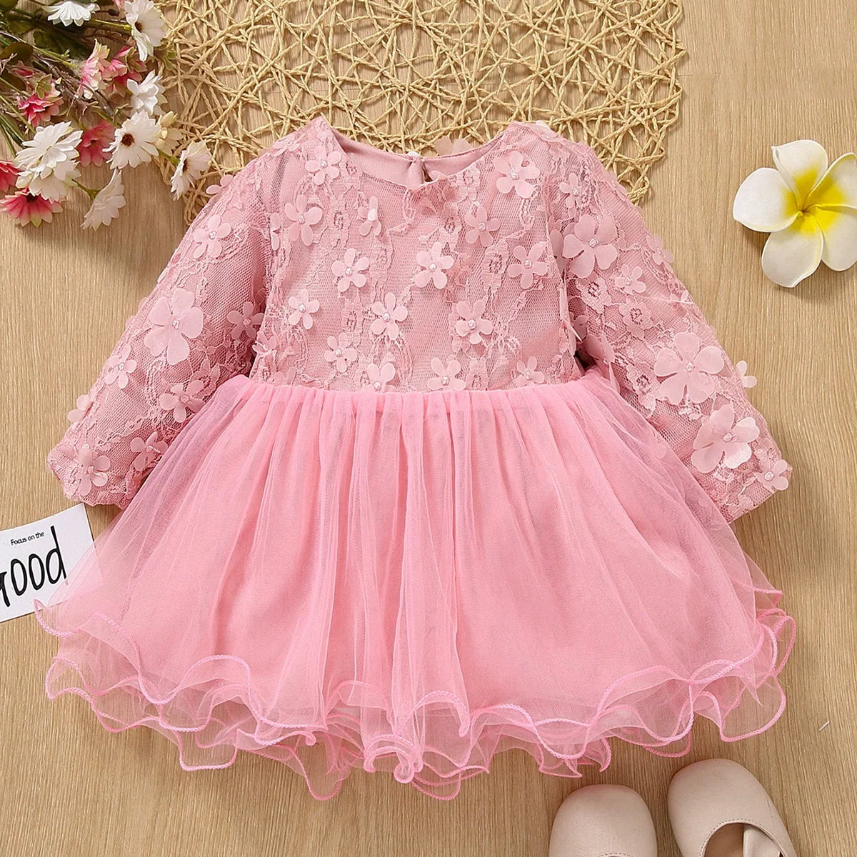 Vestido Infantil Florzinhas e Tule