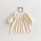 Body/ Vestido Infantil Bege Florzinhas
